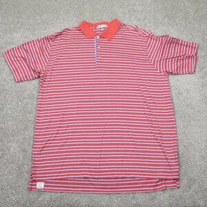 Peter Millar Crown Polo‎ Shirt Adult XL Red/Blue Striped Short Sleeve Pullover